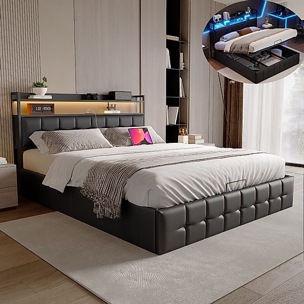PXloue Polsterbett Doppelbett Boxspringbett Stauraumbett mit günstig online kaufen
