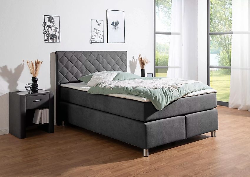 Leonique Boxspringbett "Bernard, in verschiedenen Breiten", inkl. Topper, M günstig online kaufen
