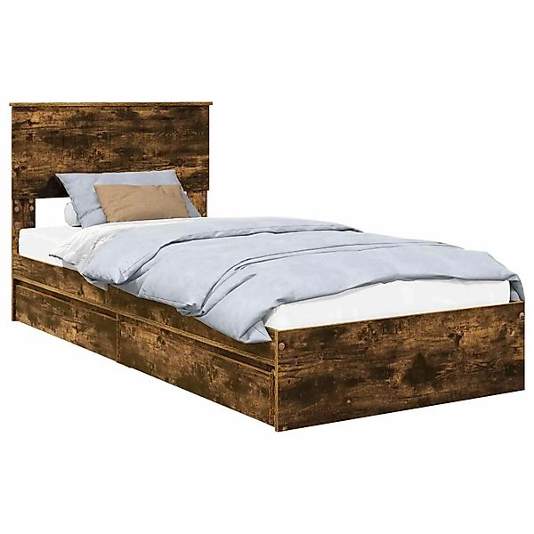 vidaXL Stauraumbett Räuchereiche 90 x 200 cm Holzwerkstoff 3410837 günstig online kaufen
