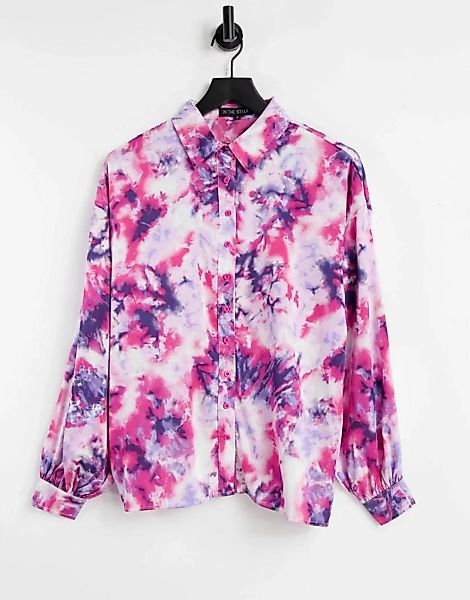 In The Style x Billie Faiers – Oversize-Hemd mit Kragendetail und rosa Bati günstig online kaufen