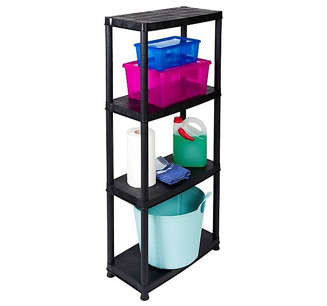 Kreher Standregal 'Primo' mit 4 Böden aus Kunststoff in Schwarz, 1-tlg. günstig online kaufen