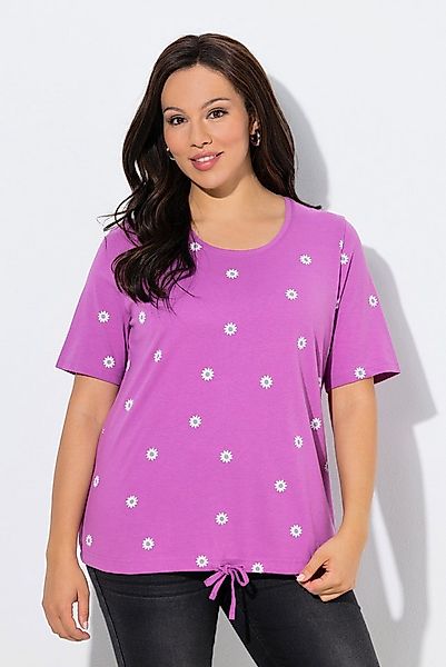 Ulla Popken T-Shirt T-Shirt Blüten Classic Rundhals Halbarm Tunnelzug günstig online kaufen