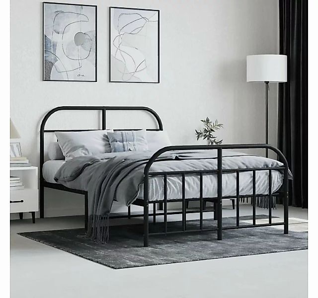 furnicato Bett Bettgestell mit Kopf- und Fußteil Metall Schwarz 120x200 cm günstig online kaufen