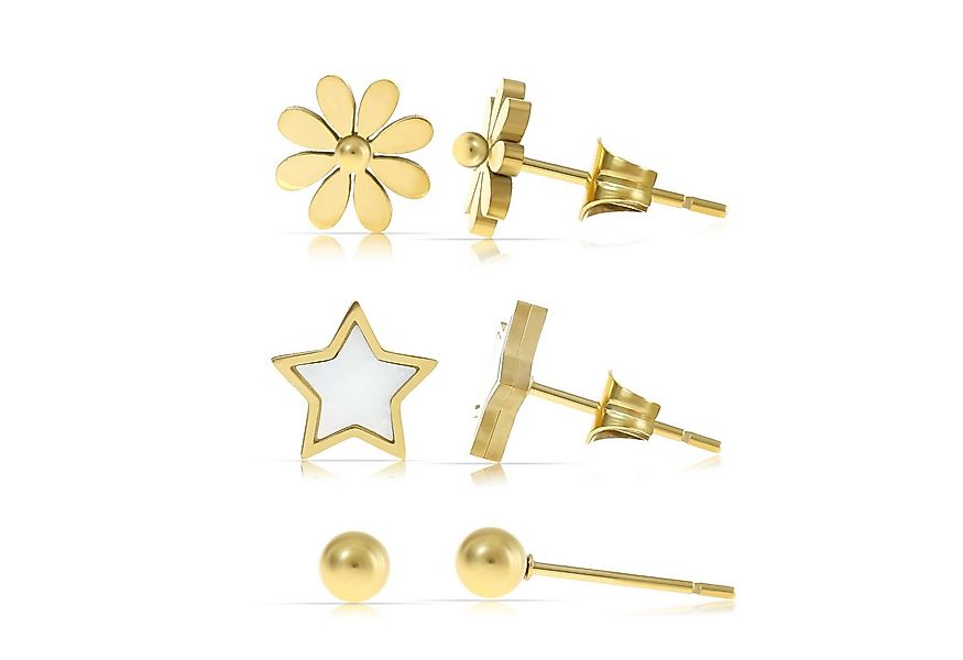Made by Nami Ohrstecker-Set verschiedene Formen mit Blume-Stern-Perle Perlm günstig online kaufen