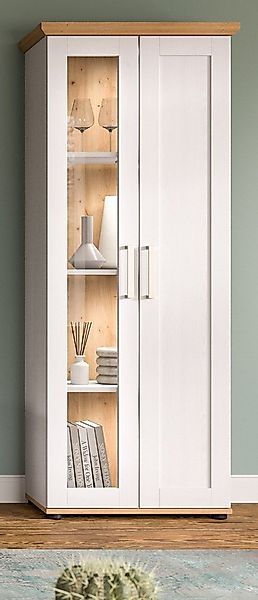 Inn.Furn Standvitrine Mirano (Vitrine in weiß Lärche und Artisan Eiche, 2-t günstig online kaufen