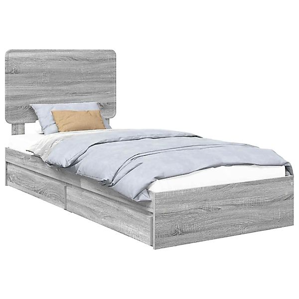 vidaXL Stauraumbett Grau Sonoma 90 x 200 cm Holzwerkstoff 3412726 günstig online kaufen