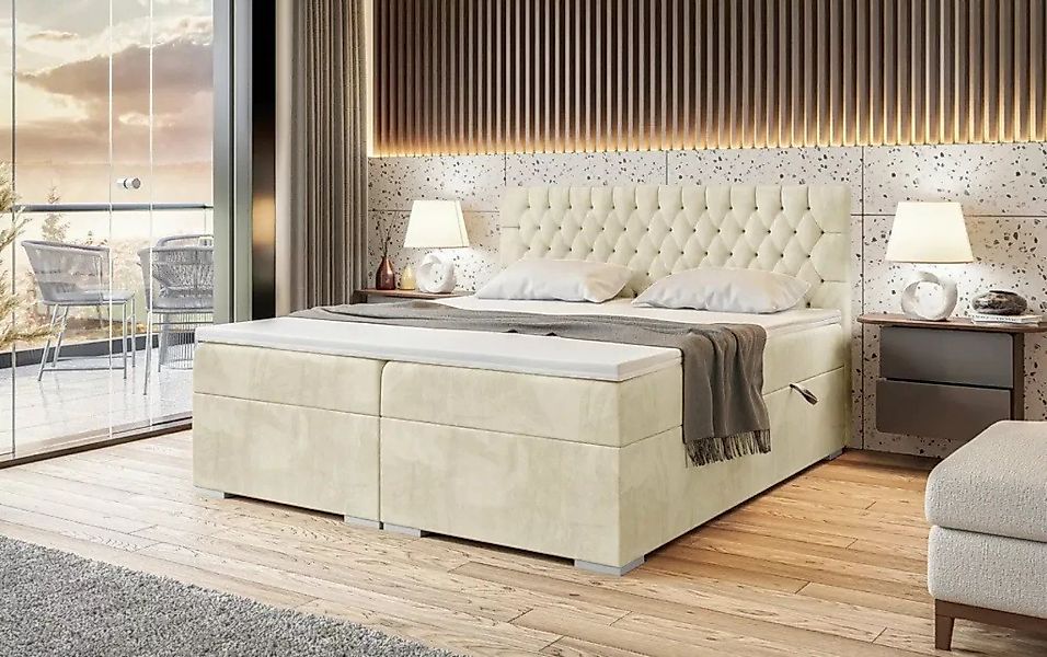 DB-Möbel Boxspringbett ROMA mit Bettkasten Gepolstert Doppelbett mit Topper günstig online kaufen