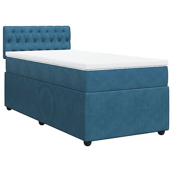 vidaXL Boxspringbett, Boxspringbett mit Matratze Blau 90x190 cm Samt günstig online kaufen