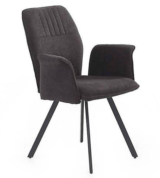 Armlehnstuhl 4er Set Microfaser Gestell Metall schwarz Schwarz günstig online kaufen