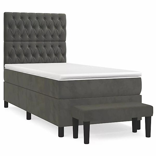 vidaXL Boxspringbett mit Matratze Dunkelgrau 90x200 cm Samt1359497 günstig online kaufen