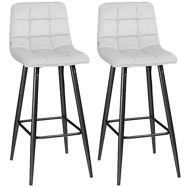 HOMCOM Barhocker 2er-Set, Samt-Bezug, mit Stahlbeinen günstig online kaufen
