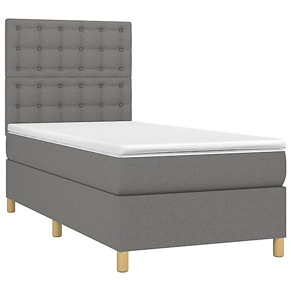vidaXL Bett Boxspringbett mit Matratze & LED Dunkelgrau 90x190 cm Stoff günstig online kaufen