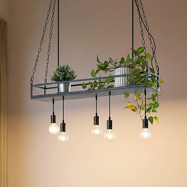 Lindby Hängelampe Kirista, 5-flg., schwarz, 100 cm, E27 günstig online kaufen