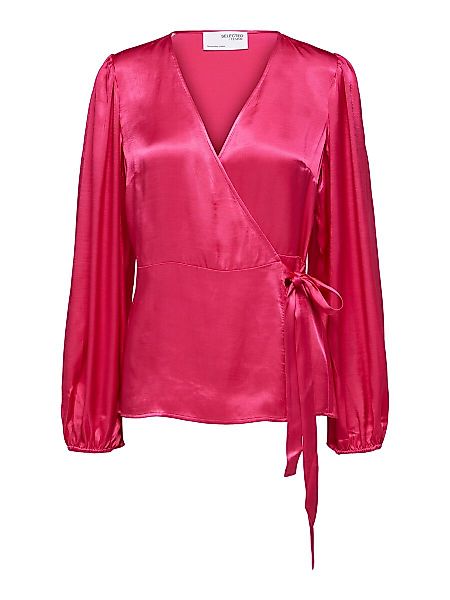 SELECTED Langärmeliges Wickel Hemd Damen Pink günstig online kaufen