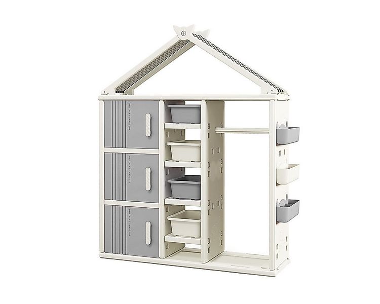 COSTWAY Kinderregal, Spielzeugregal in Hausform mit Boxen und Schubladen günstig online kaufen