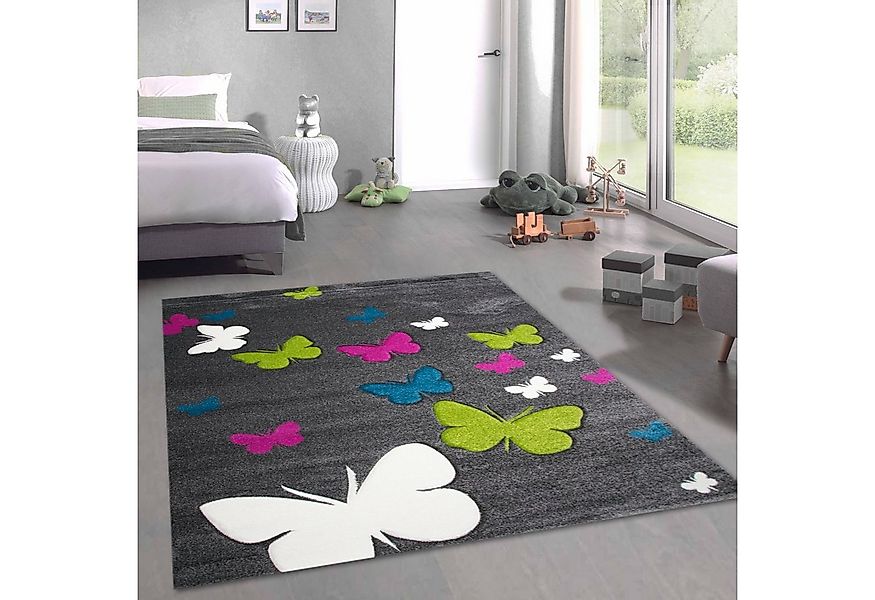 Carpetia Kinderteppich Niedlicher Schmetterlings-Teppich für Kinderzimmer i günstig online kaufen