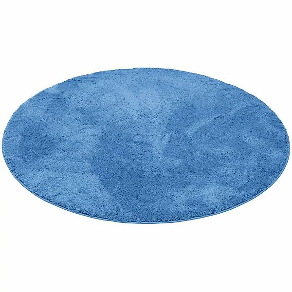 Pergamon Luxus Super Soft Hochflor Teppich Silky Rund Blau 200x200cm günstig online kaufen