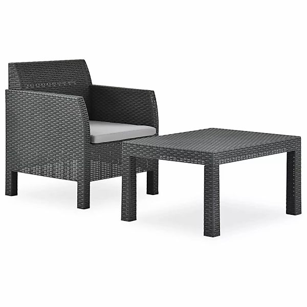 Vidaxl 2-tlg. Garten-lounge-set Mit Auflage Pp Rattan Anthrazit günstig online kaufen