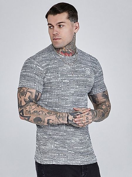 Siksilk T-Shirt SikSilk Herren Graues Geripptes T-Shirt günstig online kaufen