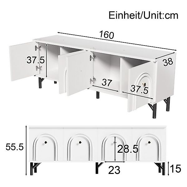 Ulife TV-Schrank Moderner 4-türiger TV-Stand, 160 cm, stilvolles Design, So günstig online kaufen