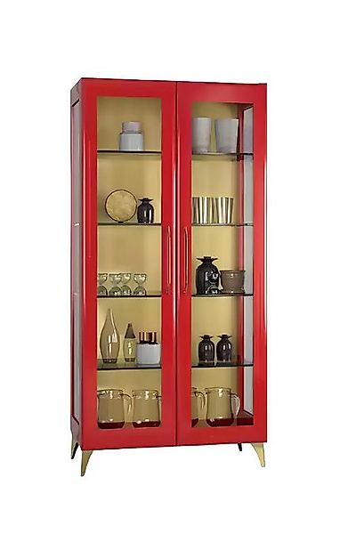 Xlmoebel Vitrine Moderne Luxus Glasvitrine in schöner roter Farbe aus Holz günstig online kaufen