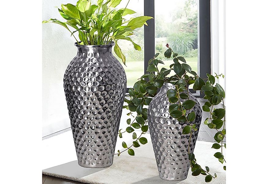 FINEBUY Bodenvase FB65099 Vase 2er Set Blumenvase Aluminium Amphore Tischva günstig online kaufen