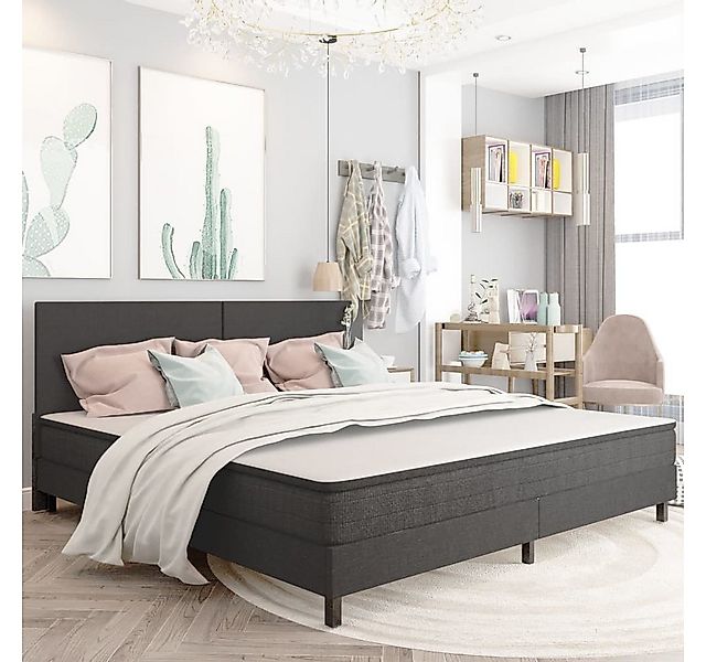 furnicato Bettgestell Kopfteil Dunkelgrau Stoff 200x200 cm (1-tlg) günstig online kaufen