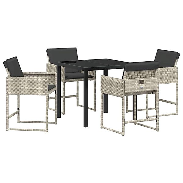 vidaXL Garten Essgruppe mit Kissen 5-Tlg Hellgrau Poly Rattan 3380024 günstig online kaufen