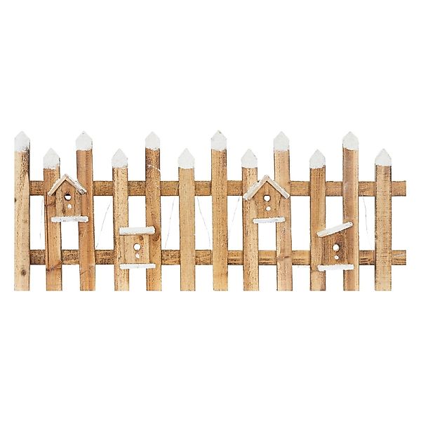 ECD Germany Deko Holz Zaun mit LED in Natur 98 x 39 cm mit Vogelhäuschen Mi günstig online kaufen
