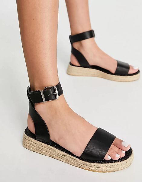 schuh – Victoria – Espadrilles-Sandalen in Schwarz mit durchgehender Platea günstig online kaufen