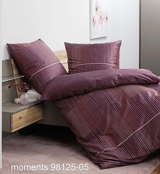 Janine Janine Mako-Satin Bettwäsche moments 98125 beere orange Größe:  155x günstig online kaufen