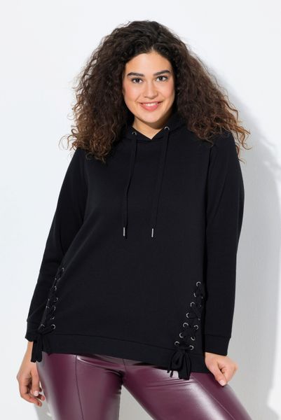 Ulla Popken Sweatshirt Hoodie Zierschnürung Kapuze günstig online kaufen