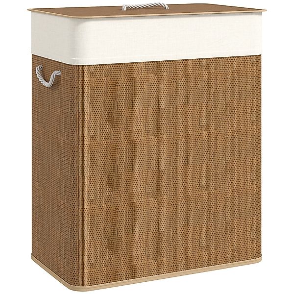 HOMCOM Wäschekorb Bambus 52L x 32B x 63H cm Braun günstig online kaufen