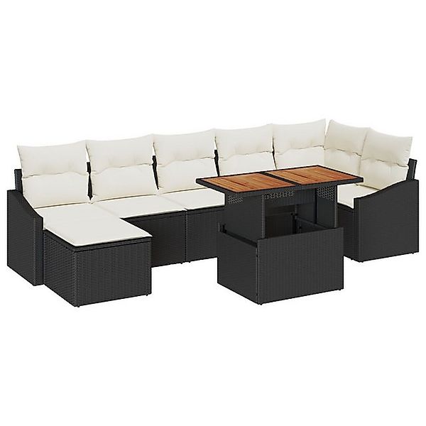 vidaXL Loungesofa 8-teiliges Garten Sofa Set mit Kissen Schwarz Poly Rattan günstig online kaufen