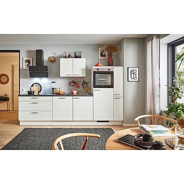 pino Küchenzeile 300 cm Weiß Anschlag rechts 1 Geräte-. 1 Seitenschrank günstig online kaufen