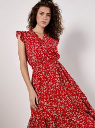 Apricot Druckkleid Geblümtes Bardot-Maxikleid (2-tlg., Stoffgürtel) günstig online kaufen