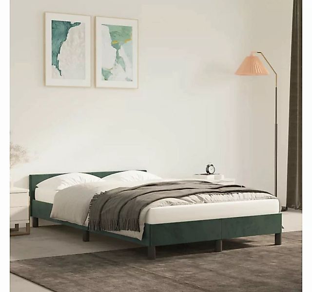 furnicato Bett Bettgestell mit Kopfteil Dunkelgrün 120x200 cm Samt günstig online kaufen
