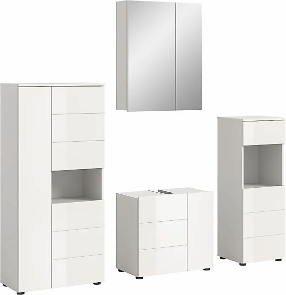 welltime Badmöbel-Set "Biel, Höhe 190 cm, Midischrank, Unterschrank, Spiege günstig online kaufen