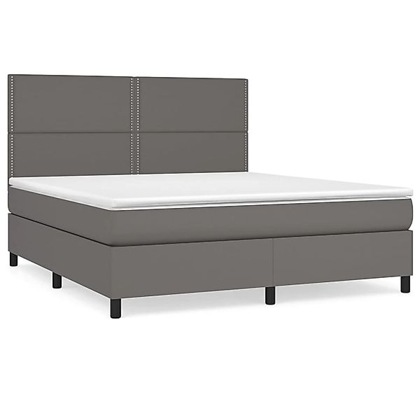 vidaXL Boxspringbett mit Matratze Grau 160x200 cm Kunstleder1466168 günstig online kaufen