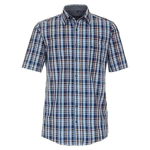 CASAMODA Kurzarmhemd CasaModa XXL Kurzarmhemd Seersucker Karo blau-braun günstig online kaufen