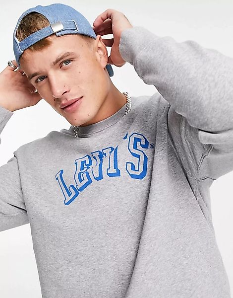 Levi's – Locker geschnittenes Sweatshirt in Grau mit College-Logo günstig online kaufen