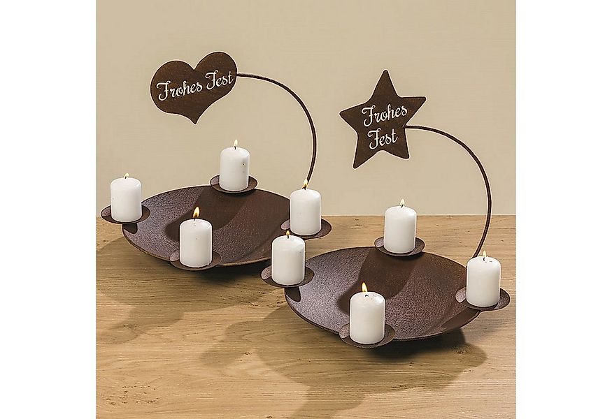 BOLTZE GRUPPE GmbH Kerzenhalter Kerzenleuchter Adventskranz Metall rost Ø.2 günstig online kaufen