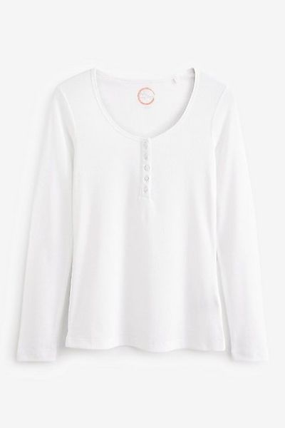 Next Langarmshirt Geripptes Henley-Shirt (1-tlg) günstig online kaufen