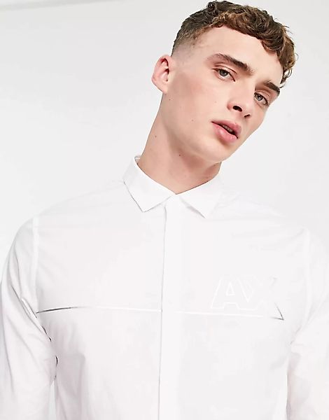 Armani Exchange – Hemd in Weiß mit AX-Logo günstig online kaufen
