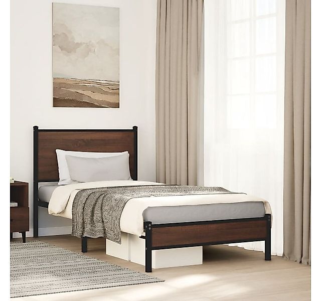 vidaXL Bett, Metallbett ohne Matratze Braun Eichen-Optik 80x200 cm günstig online kaufen