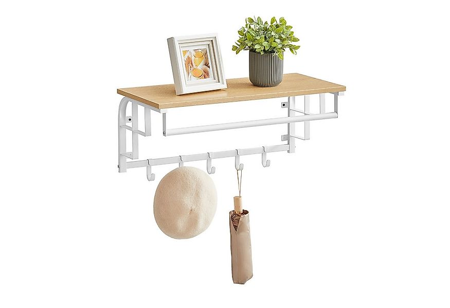 VASAGLE Wandgarderobe, Wandregal mit Haken, Länge 66 - 80 cm günstig online kaufen