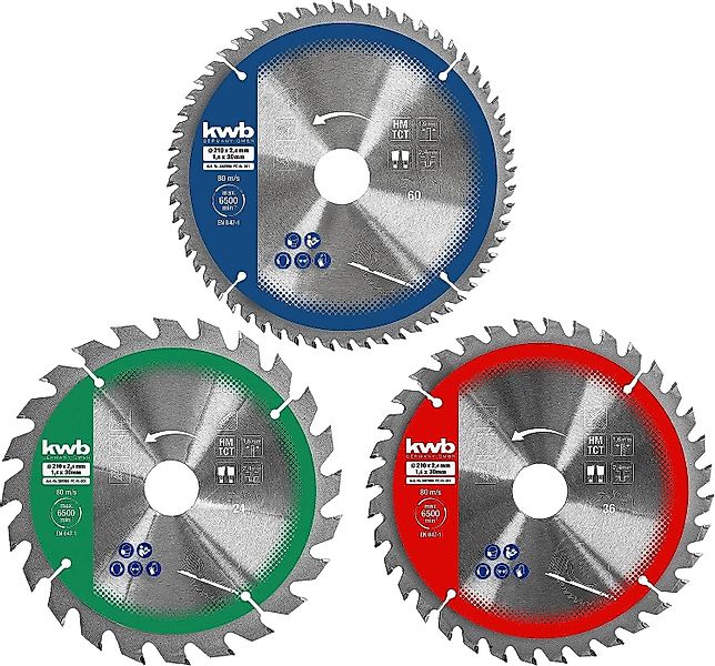 kwb Kreissägeblatt, Kreissägeblattsatz 3t 210x30mm günstig online kaufen
