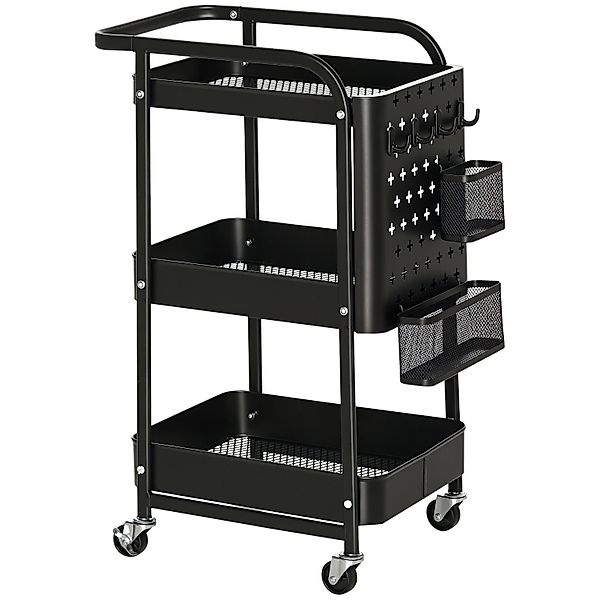 HOMCOM Servierwagen Stahl Kunststoff 51,5L x 32B x 75,6H cm Schwarz günstig online kaufen