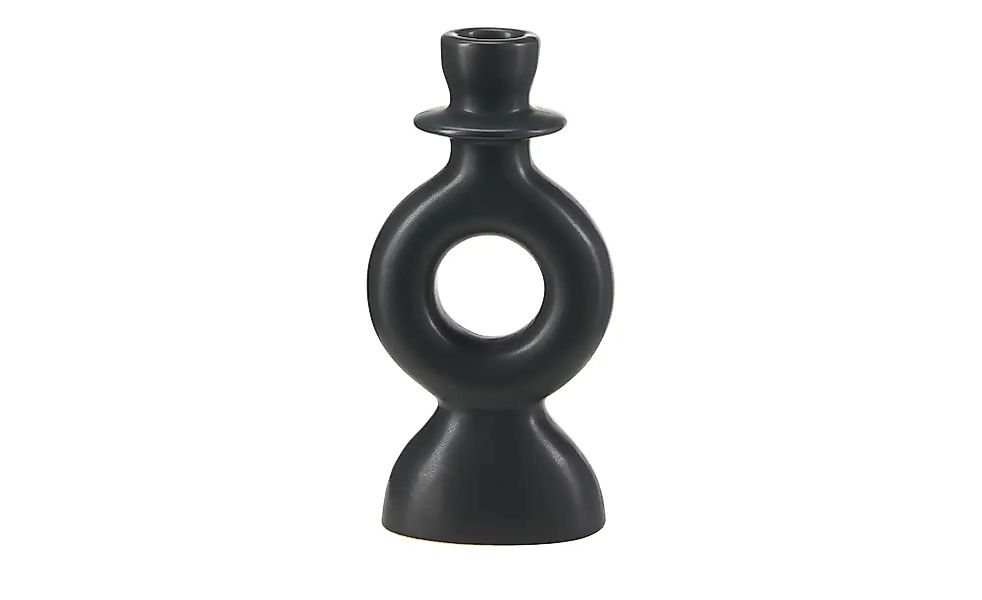 HOME STORY Kerzenhalter   ¦ schwarz ¦ Porzellan ¦ Maße (cm): B: 9 H: 18 T: günstig online kaufen