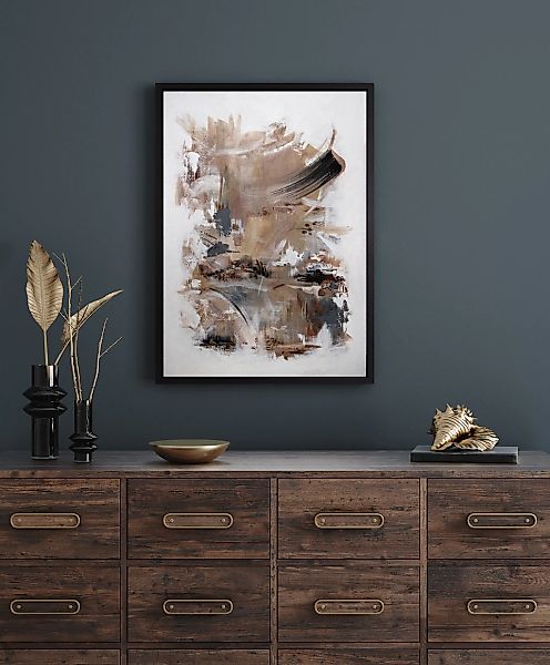 queence Leinwandbild »Abstrakt Braund und Grau«, Abstrakt-Abstrakte-Kunst-M günstig online kaufen